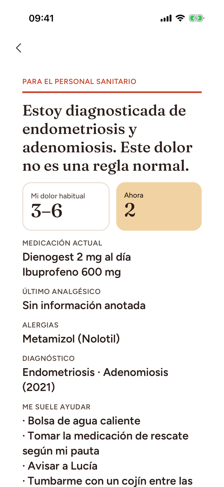 Tarjeta para enseñar en urgencias